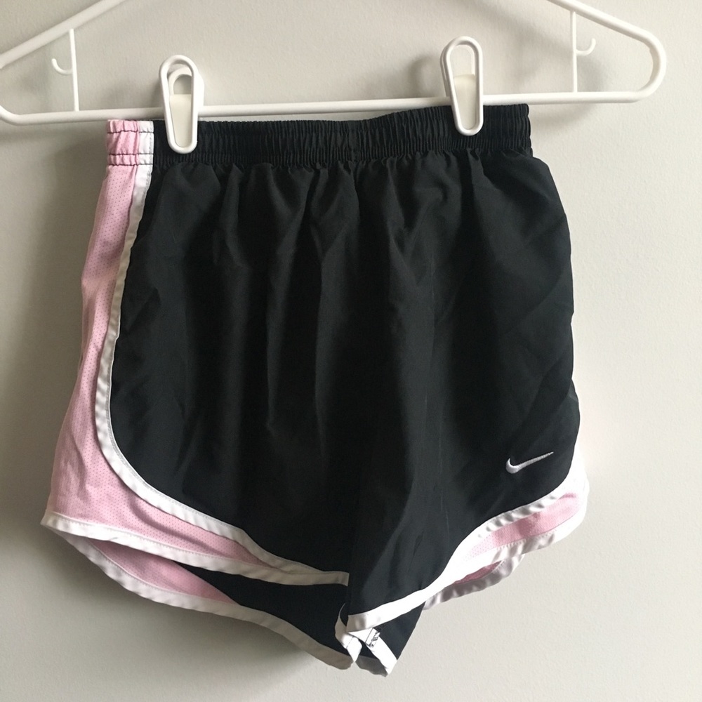 Nike Black and pink dri fit running shorts.